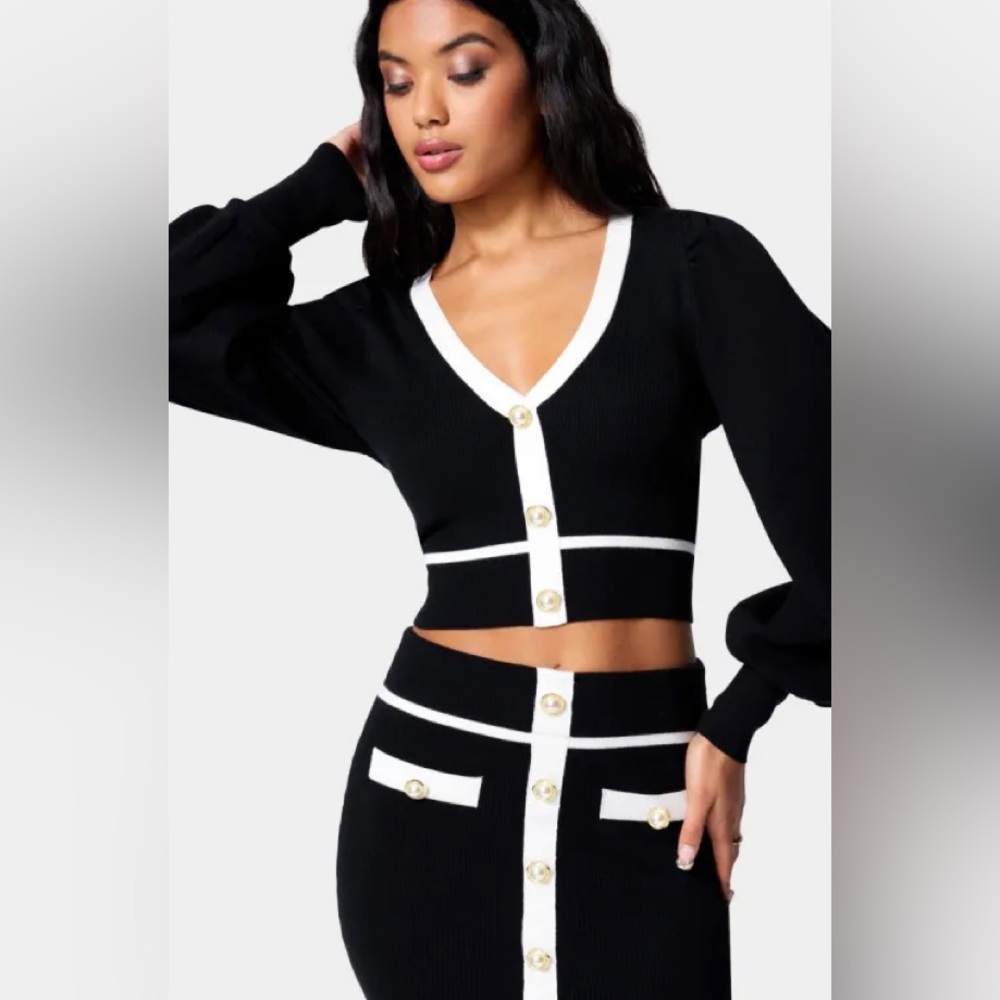 Black and White Women's Sweater & Skirt